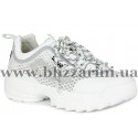 Кросiвки, кеди 69967 silver кожзам  белая  кожа  туф
