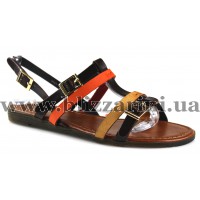 Босоніжки 9125-1-4 кожзам dk brown/beige/orange л