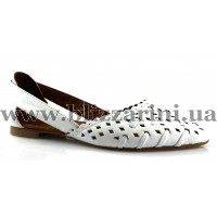 Балетки 403-111  BEYAZ DERI бел кож л-т