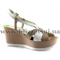 Босоніжки 5608 кофе+белая кожа л