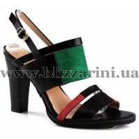 Босоніжки Y1319-37 black кожа/green замш л