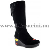 Сапоги DM12-A23-378/12 (полн мех) (бол разм) black замш з