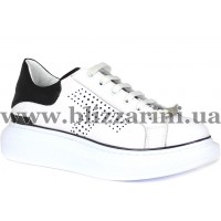 Кросiвки, кеди 66914-30 305-300-300  белая  кожа  туф