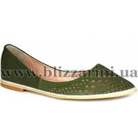 Балетки 320 758  хаки  кожа  л-т