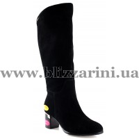 Сапоги F4M14-L815-612-12 (МЕХ 4) (шир полн) (бол разм) black замш з