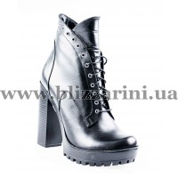 Полусапоги W17-792 black leather черная кожа бот