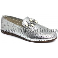 Мокасины, слипоны 0077-904 18Y  89 silver leather серебро кожа  л-т