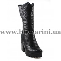 Полусапоги 12-4348 01-926 (полн мех) черная кожа+змея з