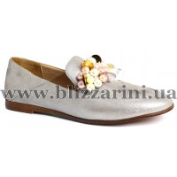 Туфлі 305 MOONY 204  серебро кожа сатин  туф