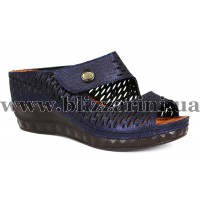Сабо, шлепанцы 125 58  синяя сатиновая кожа  л