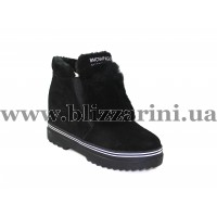 Снiкерси 503 (прес) (полн искус мех) black замш бот з
