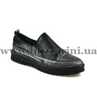 Мокасины, слипоны 88T03-21 (прес) black кожа т