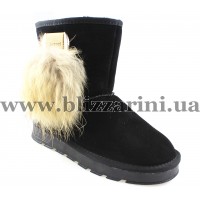 Угги, дутики SJN8661-1 (прес) (искуст мех) black замш бот з
