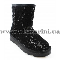 Угги, дутики SJN8600-2 (прес) (искуст мех) black замш+серебро бот з