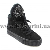 Ботинки Y6078  (полн искус мех) black замш бот з