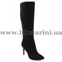 Сапоги S11-19-R019B black замш ос+