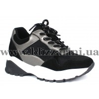 Кросiвки, кеди FLM830-7 black кожзам  черный замш  туф