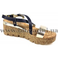 Босоніжки 63 249105 синяя кожа+золото л