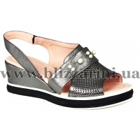 Босоніжки 0612-551-8748 19Y 81 grey metallic  никель кожа  л