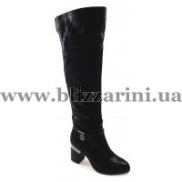 Ботфорты KR350-01-186.584E-4BM (мех 4) black замш-лазер з