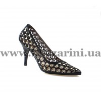 Туфлі 17-001 black+white leather черная+белая кожа