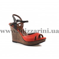Босоніжки SS15-241 кораловвая+коричневая кожа л